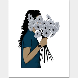 Girl with flowers Posters and Art